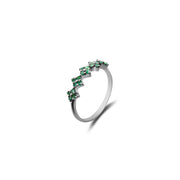 18k Gold Square Pattern Emerald Ring - Genevieve Collection
