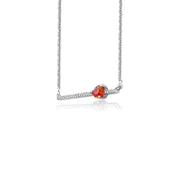 18k Gold Line Diamond Necklace with Drop Shape Ruby - Genevieve Collection