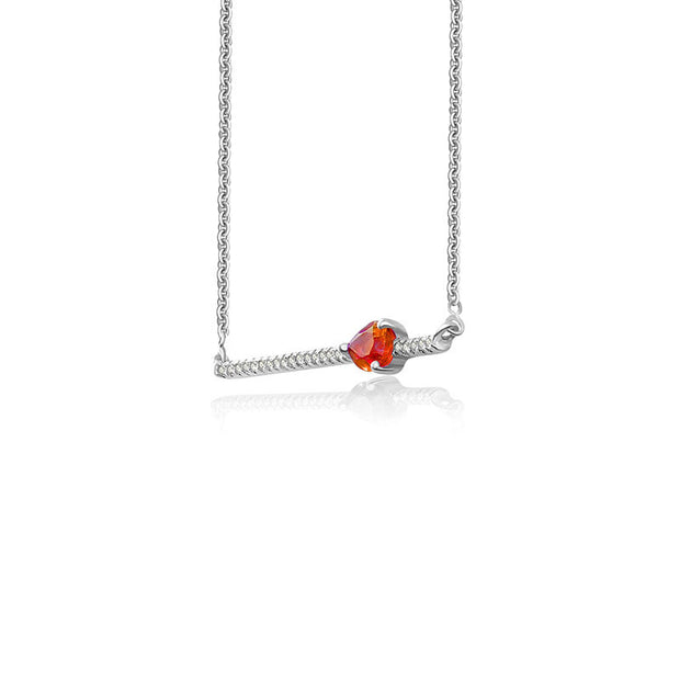 18k Gold Line Diamond Necklace with Drop Shape Ruby - Genevieve Collection
