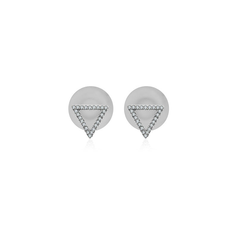 18k Gold Hollow Triangle Diamond Earring - Genevieve Collection