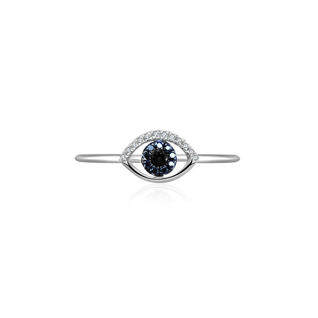 18k Gold Evil Eye Sapphire Diamond Ring - Genevieve Collection