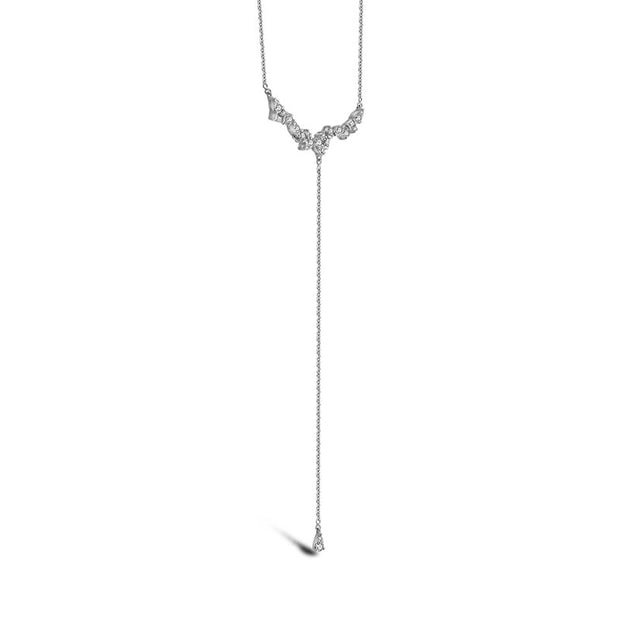 18k Gold irregular Shape Dangling Diamond Necklace - Genevieve Collection
