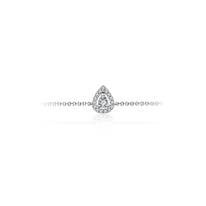 18k Gold Halo Pear-Shaped Adjustable Diamond Bracelet - Genevieve Collection