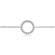 18k Gold Round Shape Diamond Bracelet with White Tassel - Genevieve Collection