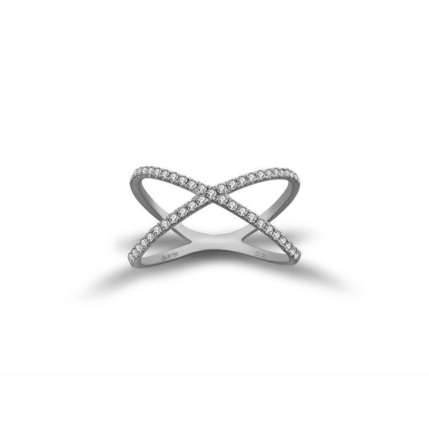 18k Gold Cross Diamond Ring - Genevieve Collection