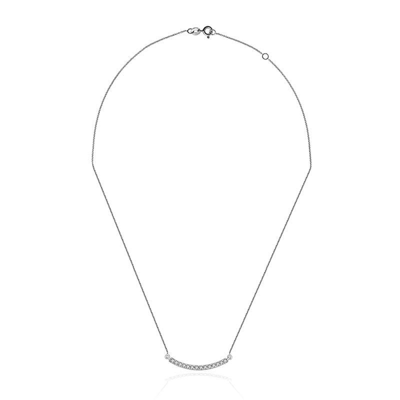 18k Gold Curved Line Diamond Necklace - Genevieve Collection