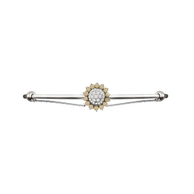 18k Gold Sun Flower Shape Diamond Bangle - Genevieve Collection