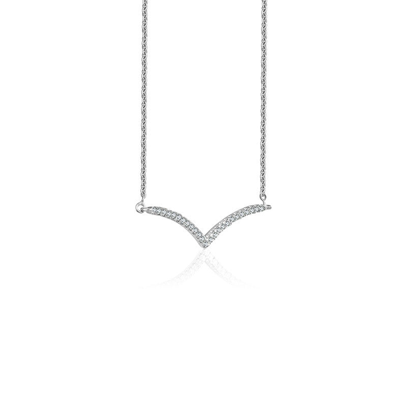 18k Gold Double Curve Diamond Necklace - Genevieve Collection