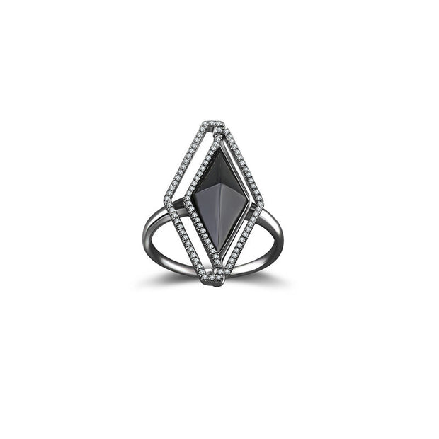 18k Gold Black Onyx Diamond Ring - Genevieve Collection