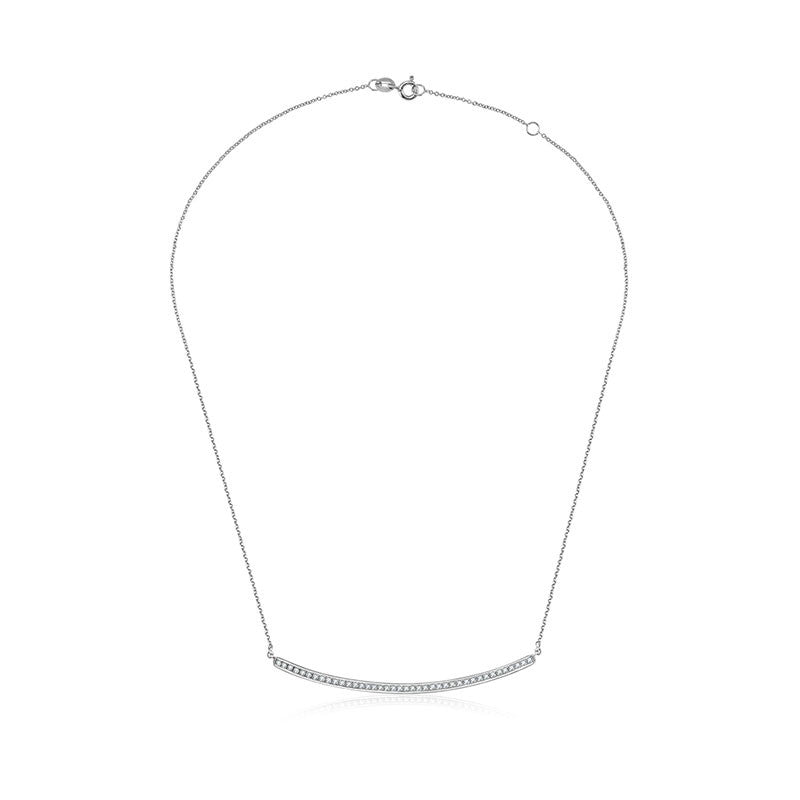 18k Gold Long Curve Diamond Necklace - Genevieve Collection