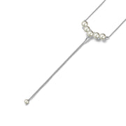 18k Gold Pearl Dangling Diamond Necklace - Genevieve Collection