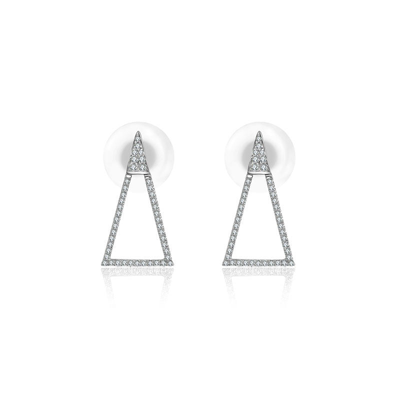 18k Gold Hollow Isosceles Triangle Diamond Earring - Genevieve Collection