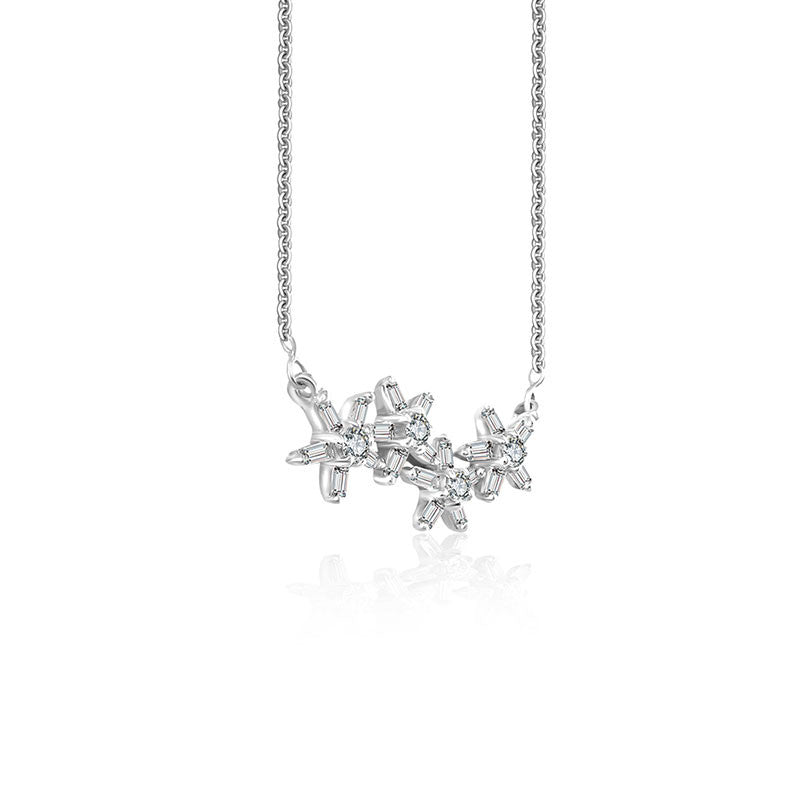 18k Gold Flower Shape Diamond Necklace - Genevieve Collection