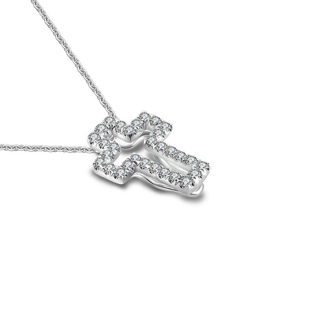 18k Gold 2 ways Cross Diamond Necklace - Genevieve Collection