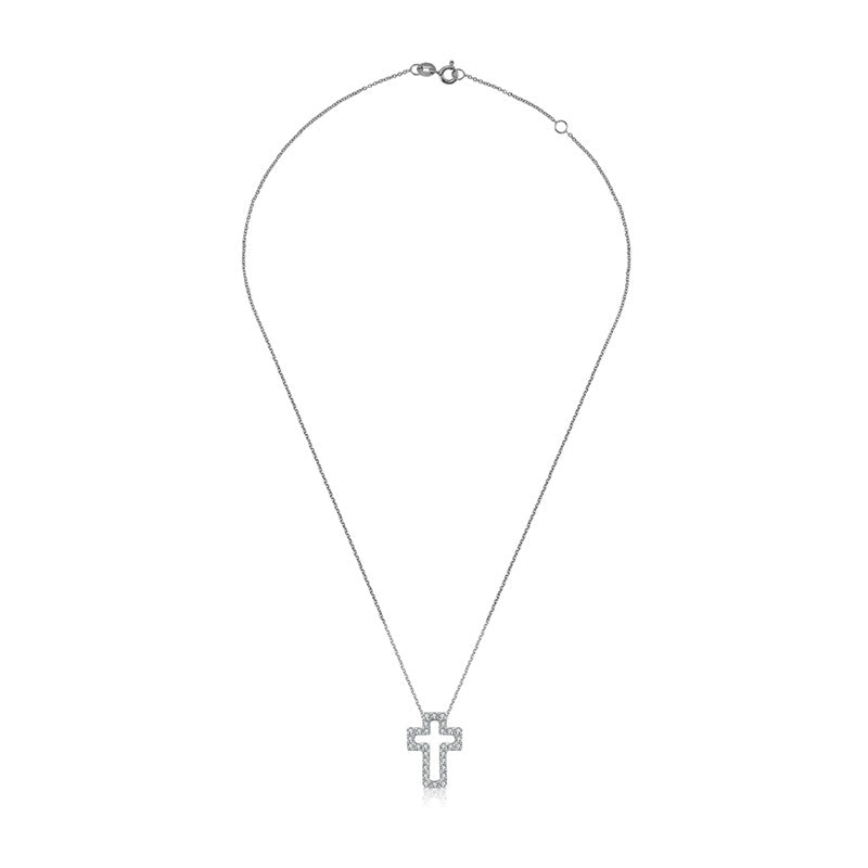 18k Gold 2 ways Cross Diamond Necklace - Genevieve Collection