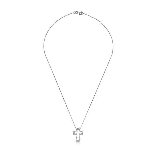 18k Gold 2 ways Cross Diamond Necklace - Genevieve Collection