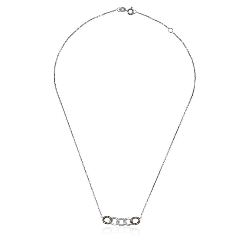 18k Gold Chain Shape Diamond Necklace With Black Plating - Genevieve Collection