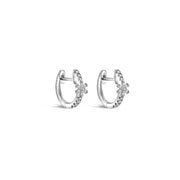 18k Gold Hoop Diamond Earring with Flower Pattern - Genevieve Collection