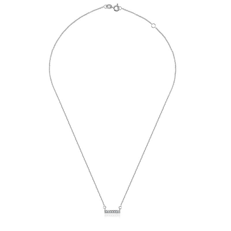 18k Gold Mini Rectangle Diamond Necklace - Genevieve Collection