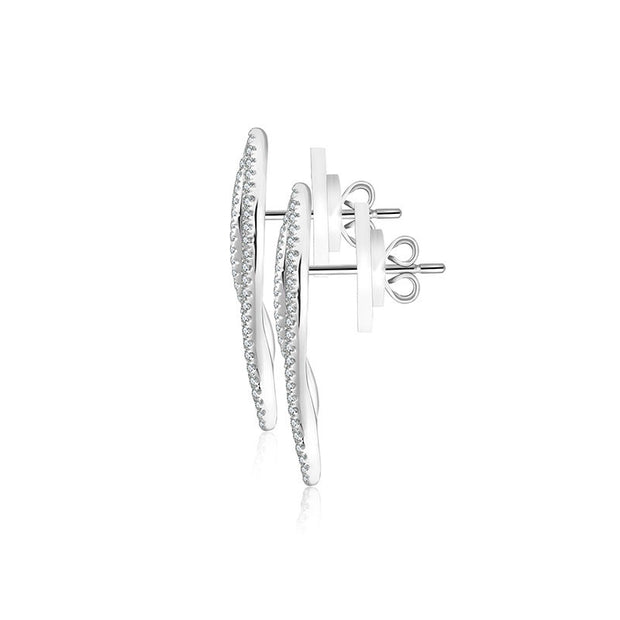 18k Gold Angel Wing Diamond Earring - Genevieve Collection
