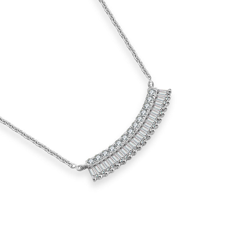 18k Gold Curve Shape with Rectangle Diamond Necklace - Genevieve Collection