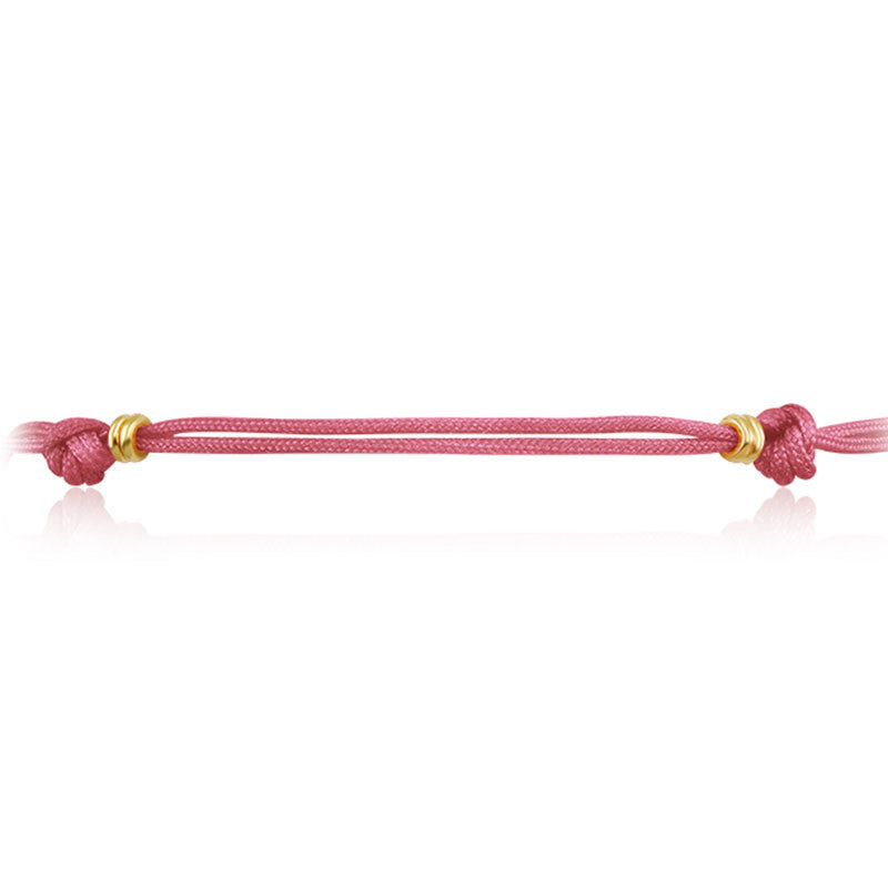18k Gold Pink Tassel Bracelet with Gold Beads - Genevieve Collection