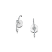 18k Gold Round Pattern Half Hoop Diamond Earring - Genevieve Collection