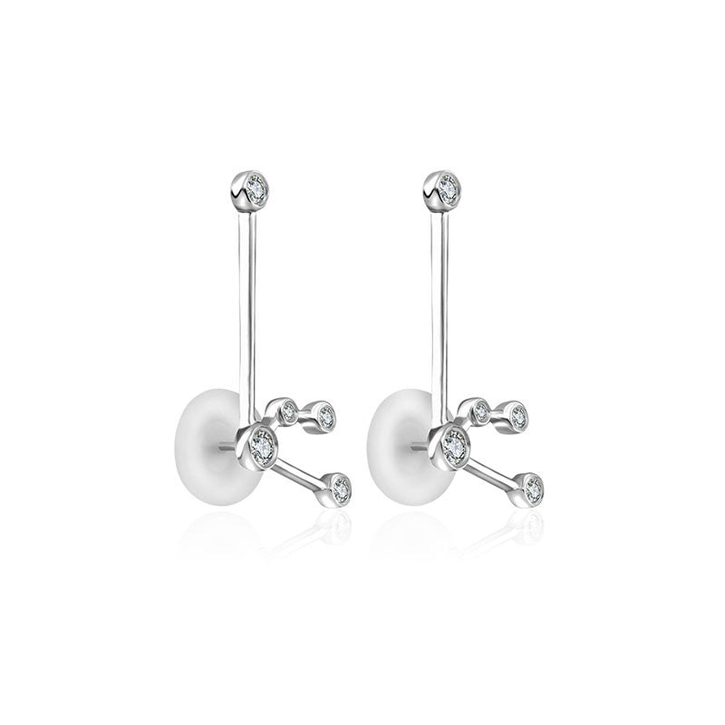 Aquarius Zodiac Constellation Earring 18k Gold & Diamond - Genevieve Collection