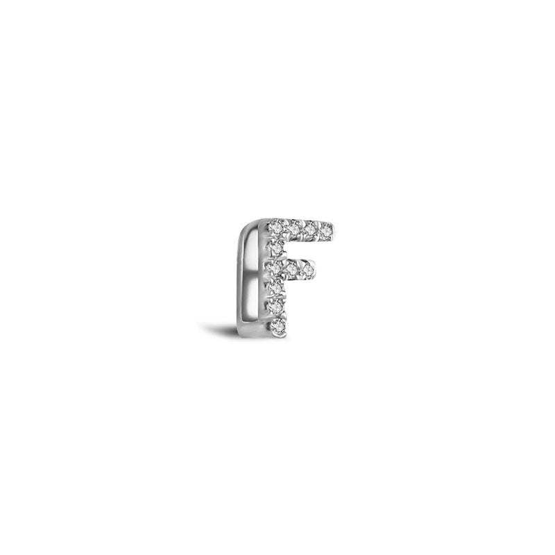 18k Gold Initial Letter "F" Diamond Pendant - Genevieve Collection