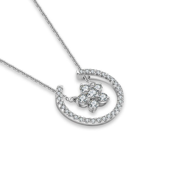 18k Gold Flower Shape Diamond Necklace - Genevieve Collection