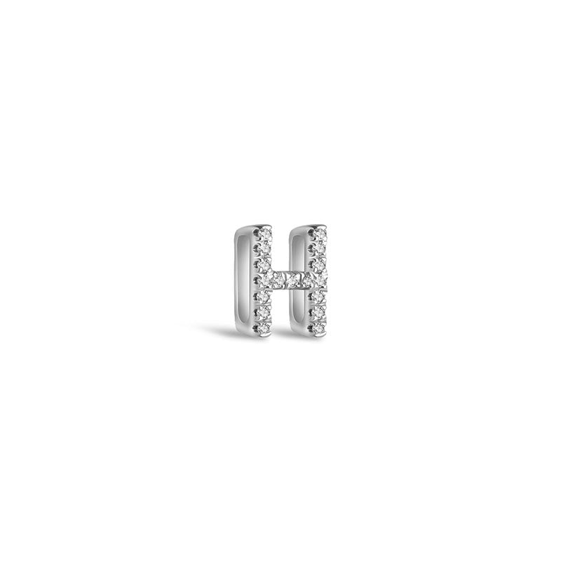 18k Gold Initial Letter "H" Diamond Pandent + Necklace - Genevieve Collection