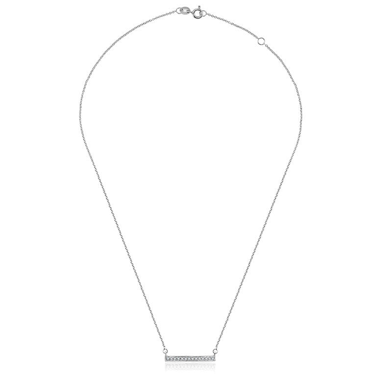 18k Gold Rectangle Diamond Necklace - Genevieve Collection