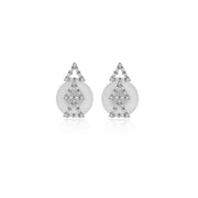 18k Gold Triple Hollow Triangle Diamond Earring - Genevieve Collection