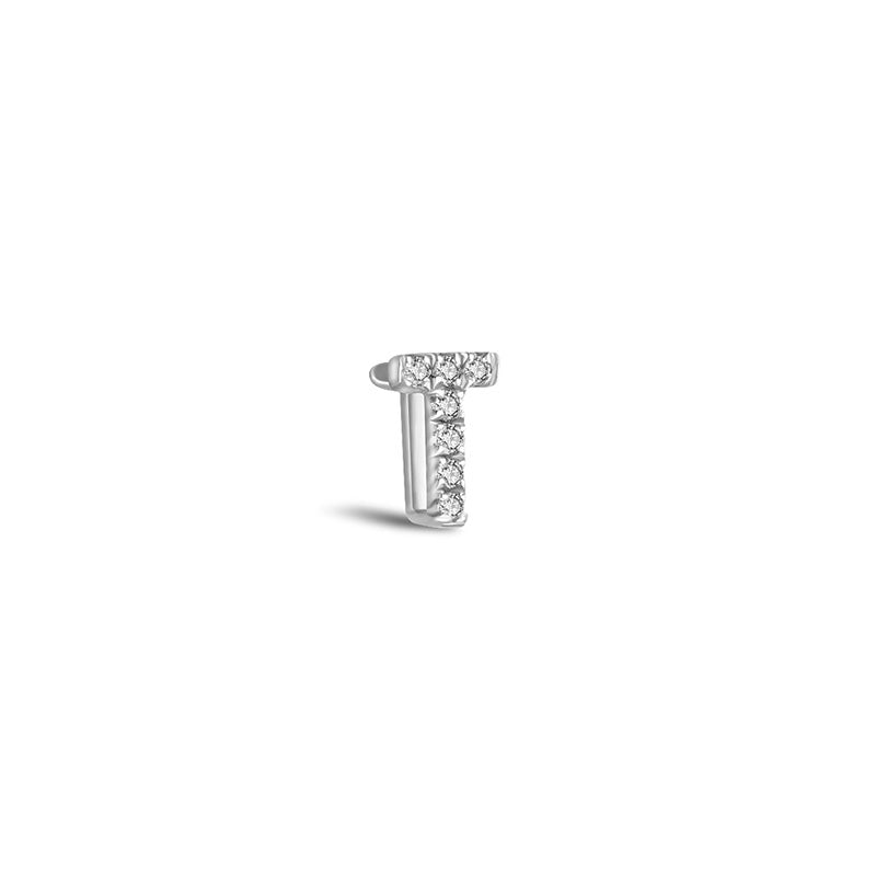 18k Gold Initial Letter "T" Diamond Pendant - Genevieve Collection