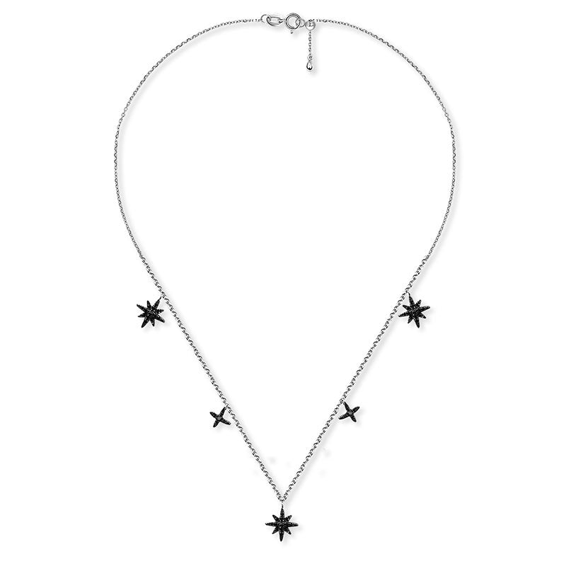 18k Gold Star Shape Black Diamond Necklace / Choker - Genevieve Collection