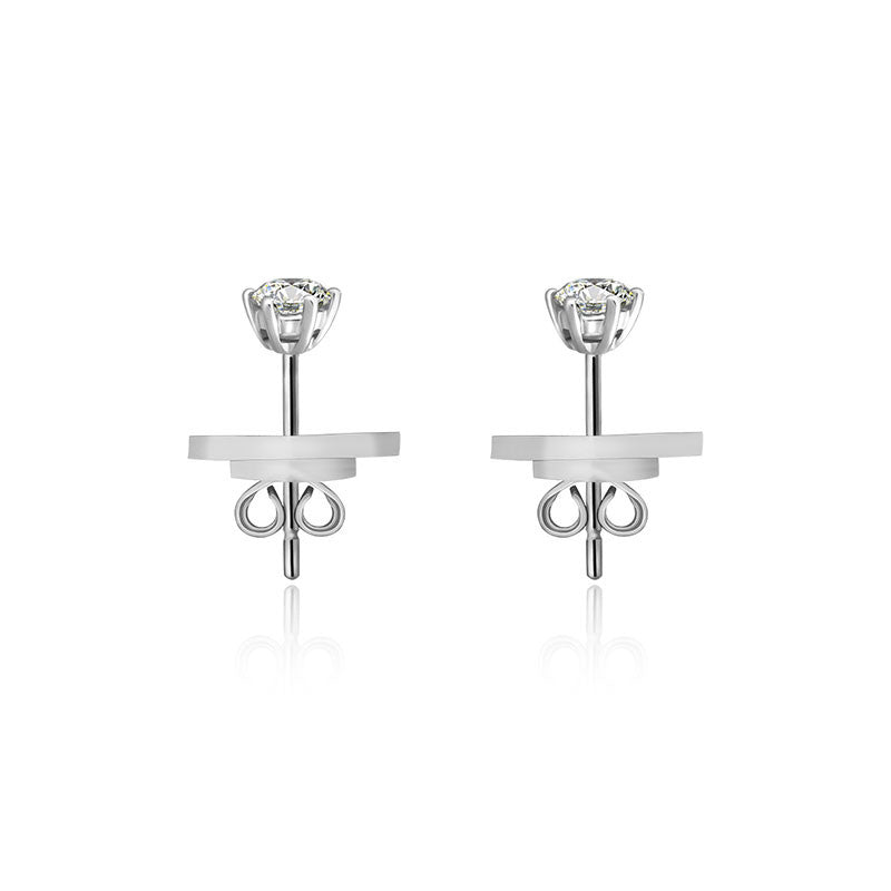 18k Gold Single Diamond Stud Earring With Six Claw Setting - Genevieve Collection