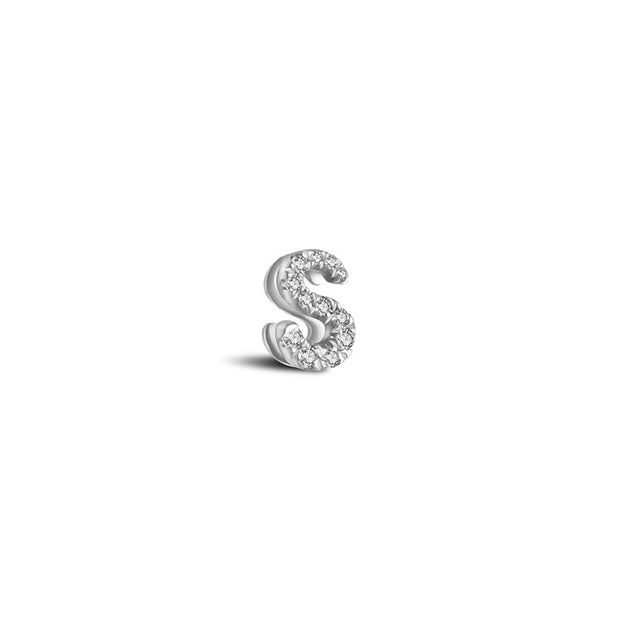 18k Gold Initial Letter "S" Diamond Pendant - Genevieve Collection