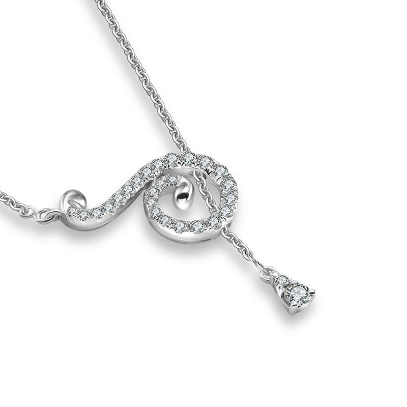 18k Gold Curve Shape Adjustable Diamond Necklace - Genevieve Collection