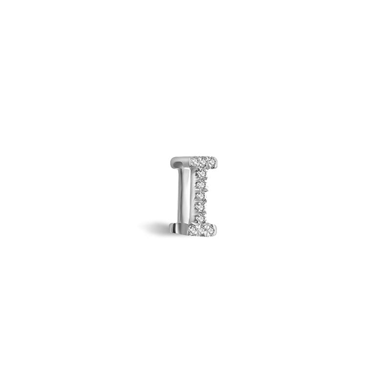 18k Gold Initial Letter "I" Diamond Pendant - Genevieve Collection