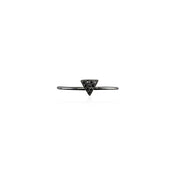 18k Gold Triangle Shape Pave Black Diamond Ring - Genevieve Collection