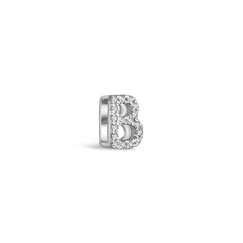 18k Gold Initial Letter "B" Diamond Pendant - Genevieve Collection