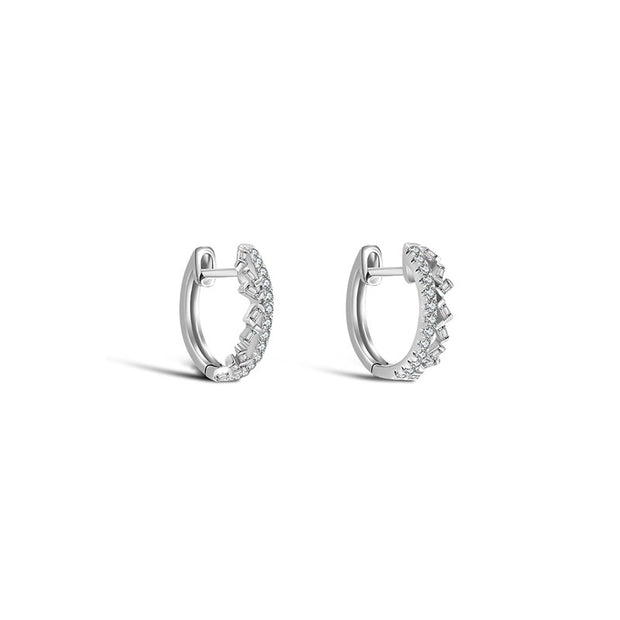 18k Gold Hoop Diamond Earring with Irregular Pattern - Genevieve Collection