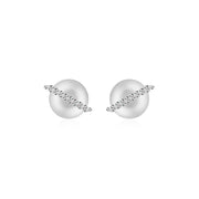 18k Gold Slash Line Diamond Earring - Genevieve Collection