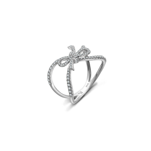 18k Gold Curved Ribbon Diamond Ring - Genevieve Collection