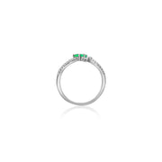18k Gold Double Emerald Connected Diamond Ring - Genevieve Collection