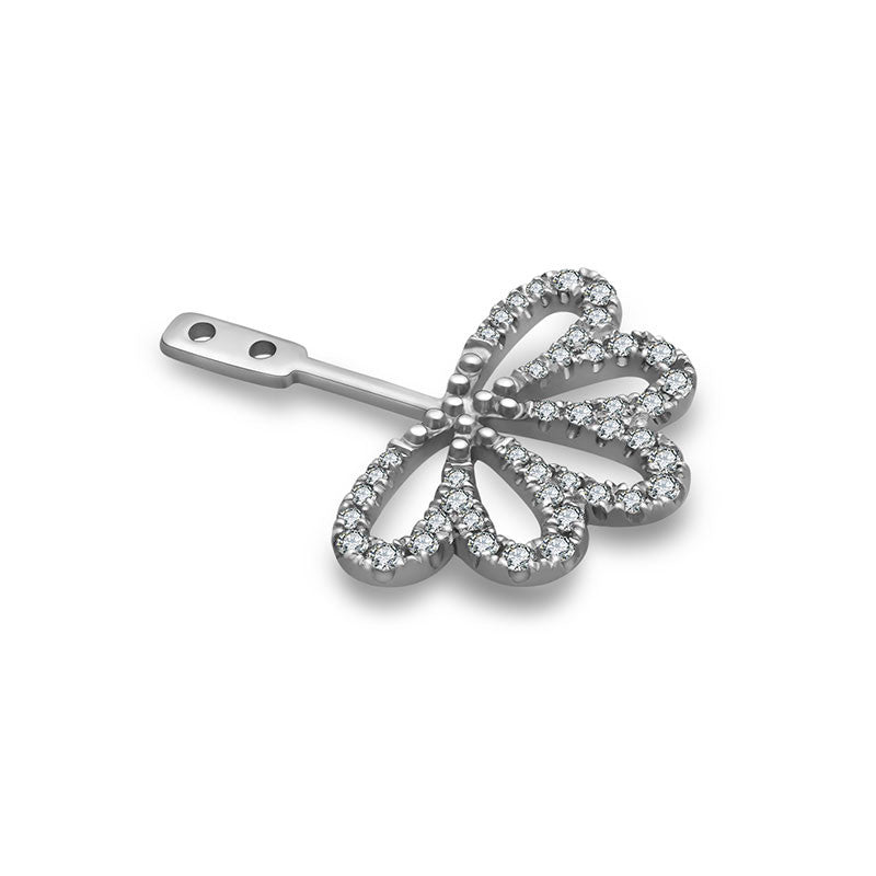 18K Gold Flower Shape Single Earring Jacket With Round Diamond (Half Pair) - Genevieve Collection