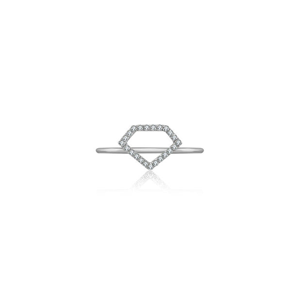 18k Gold Hollow Diamond Shape Diamond Ring - Genevieve Collection