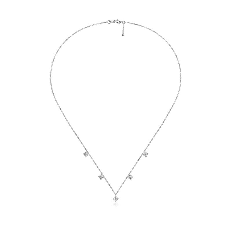 18k Gold Rhombus Shape Diamond Necklace / Choker - Genevieve Collection