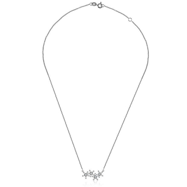 18k Gold Flower Shape Diamond Necklace - Genevieve Collection