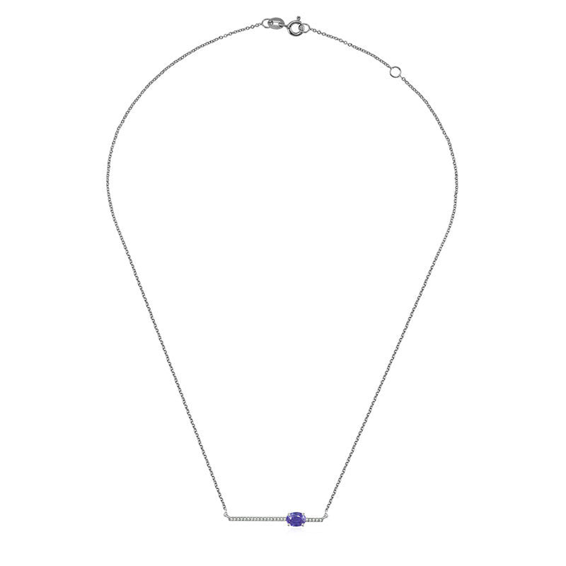 18k Gold Line Diamond Necklace with Sapphire - Genevieve Collection